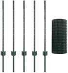 vidaXL Zaun mit Pfosten Gr&uuml;n 0,8 x 10 m Stahl und PVC 3335966