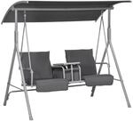 Outsunny Hollywoodschaukel 2-Sitzer mit Baldachin mit Tablett Schwarz
