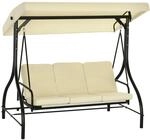 Outsunny 2 in 1 Hollywoodschaukel mit Liegefunktion 195 x 117 x 175 cm Beige