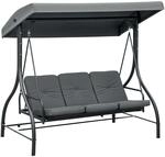 Outsunny 2 in 1 Hollywoodschaukel mit Liegefunktion 195 x 117 x 175 cm Dunkelgrau