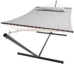 Juskys H&auml;ngematte Cata mit Gestell und Kissen 360 x 120 x 115 cm Hellgrau