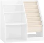SoBuy B&uuml;cherregal Kinderregal mit Stofftaschen und 3 Regale Wei&szlig; 80x80x40cm