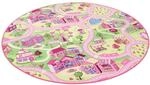 Snapstyle Kinder Spiel Teppich Girls Village Rosa 100cm Rund