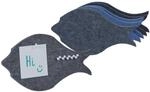 Relaxdays Filzpinnwand Fische 6er Set Filz Anthrazit Blau Grau Selbstklebend 16 cm x