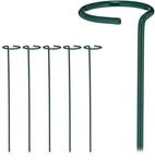 Relaxdays Pflanzst&auml;be 6er Set Stahl Dunkelgr&uuml;n mit Ring 40 cm x 6 cm
