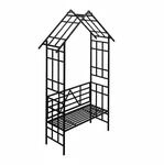 Relaxdays Rosenbogen Eisen Schwarz als Sitz und Blumenbank 247 cm x 150 cm x 43 cm