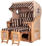 bene,iving Strandkorb Komplettset Ammersee Teak Bullauge PE Shell Modell 581