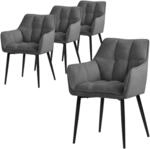 ML-Design Esszimmerst&uuml;hle 4Er Set Frotteestoff Dunkelgrau Dickem Gepolsterter
