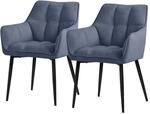 ML-Design Esszimmerst&uuml;hle 2Er Set Frotteestoff Blau mit Dickem Gepolsterter Sitz