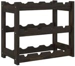 vidaXL Weinregal f&uuml;r 12 Flaschen Schwarz Massivholz Kiefer 43 x 25 x 38 cm