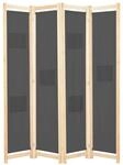 vidaXL 4-teiliger Raumteiler Grau 160 x 170 x 4 cm Stoff