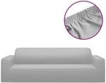 vidaXL Stretch Sofahusse 3-Sitzer Grau Polyester-Jersey