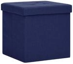 vidaXL Hocker mit Stauraum Blau Leinenoptik 338767