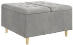 vidaXL Aufbewahrungsottomane mit Kissen Hellgrau 80 x 80 x 45 cm Samt 876840