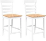 vidaXL Barhocker 2 Stk Wei&szlig; Massivholz Gummibaum 4102542