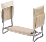 Relaxdays Kniebank Stahl Beige mit Taschen Klappbar 50 cm x 60 cm x 27,5 cm