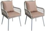 MCW Gartenstuhl O12 2er-Set Sitz-/R&uuml;ckenpolster Aluminium Grau Bezug Taupe