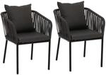 MCW Gartenstuhl N41 2er-Set Anthrazit Kissen Dunkelgrau