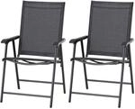 Outsunny Campingst&uuml;hle 2er-Set Texteline Schwarz 58B x 64T x 94H cm
