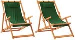 vidaXL Klappbare Strandst&uuml;hle 2 Stk Gr&uuml;n Stoff 3214485