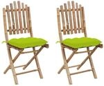 vidaXL Klappbare Gartenst&uuml;hle 2 Stk mit Kissen Bambus 3064013