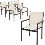 ML-Design Gartenst&uuml;hle 6Er Set Beige Textilene mit Aluminiumgestell