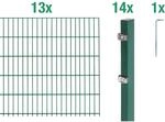 Metallzaun Grund-Set Doppelstabmatte verz. Gr&uuml;n beschichtet 13 x 2 m x 1 m