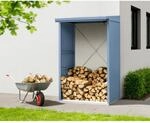 H&ouml;rmann Kaminholzregal Trend-V Typ 1 aus Metall RAL5014 Taubenblau
