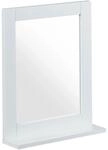 Relaxdays Wandspiegel MDF Glas Wei&szlig; mit Ablage 49 cm x 40 cm x 10 cm 2,3 kg