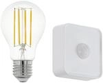 Eglo LED Leuchtmittel A60 Neutralwei&szlig; Set 1 Stk. E27 und Sensor 6 Filament