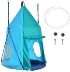 Outsunny Kinderschaukel Hammock Stahl Polyester Blau 100L x 100B x 150H cm