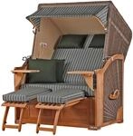 bene,iving Strandkorb Komplettset Schaalsee Teak PE grau Modell 504