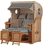bene,iving Strandkorb Komplettset Ammersee Teak Bullauge PE Shell Modell 520
