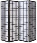 Homestyle4u 4-tlg. Paravent in Schwarz 176x175 cm 164