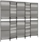 vidaXL Paravent 5 Tlg Grau Poly Rattan 365398