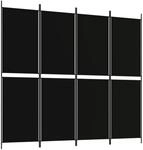 vidaXL 4 Tlg Paravent Schwarz 200x180 cm Stoff 350217