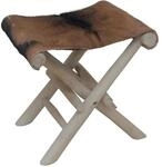 vidaXL Klapphocker Ziegenleder und Massivholz Teak 288815
