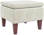vidaXL Hocker mit Holzbeinen Creme Samt 329466