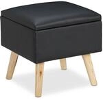 Relaxdays Sitzhocker Kunstleder Schwarz Mit Stauraum 40 cm x 40 cm x 40 cm 7 kg