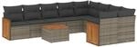 vidaXL 10-Tlg Garten-Sofagarnitur mit Kissen Grau Poly Rattan 3227992
