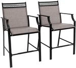 Costway 2er Set Hohe Gartenst&uuml;hle Metallrahmen 180 kg Belastbar Kaffee