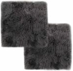 vidaXL Sitzkissen 2 Stk Hellgrau 40x40 cm Echter Schafspelz 284716