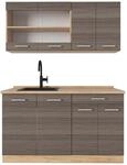 Vicco R-Line Singlek&uuml;che Edelgrau/Goldkraft Eiche 140 cm ohne Arbeitsplatte...