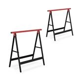 Relaxdays Arbeitsbock 2er Set Stahl Schwarz Rot Klappbar 74 cm x 78 cm x 40 cm
