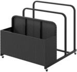 Costway Pool Aufbewahrungskorb mit Rollen Pe Rattan Schwarz