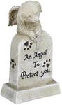 Relaxdays Grabschmuck f&uuml;r Hunde Polyresin Creme Wetterfest 20 x 10,5 x 10 cm