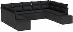 vidaXL Gartensofa-set mit Kissen 9-Tlg Schwarz Poly-Rattan 3355892