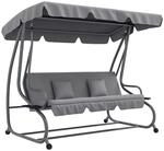 Outsunny Hollywoodschaukel mit Liegefunktion 200 x 120 x 164 cm Hellgrau