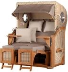 bene,iving Strandkorb Komplettset Ammersee Teak Bullauge PE Shell Modell 534