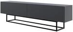 Selsey TV-Lowboard Veldio mit Lamellenfront 175 cm Schwarz mit Schwarzem Gestell